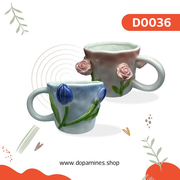 3D Embossed Flower Mug